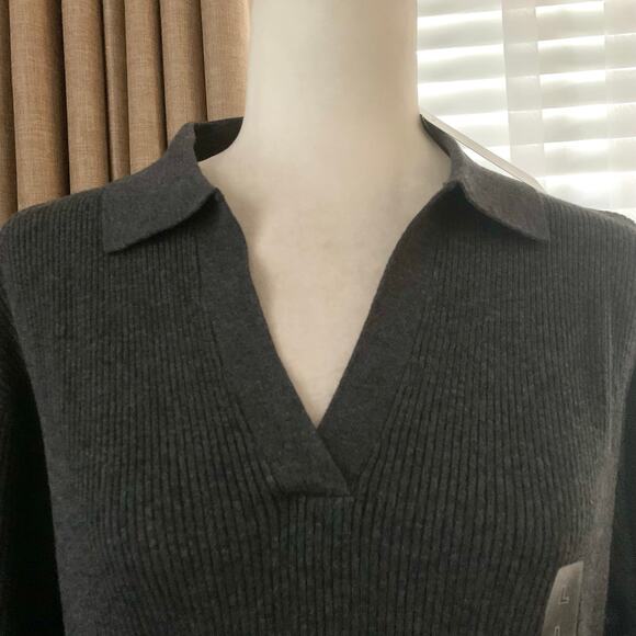 Uniqlo Washable Ribbed Knit Polo Sweater in Gray - Picture 4 of 8